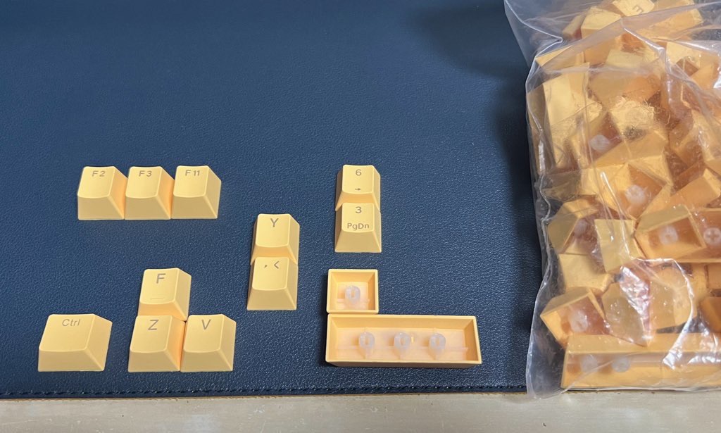 PBT カラーキーキャップ イエロー